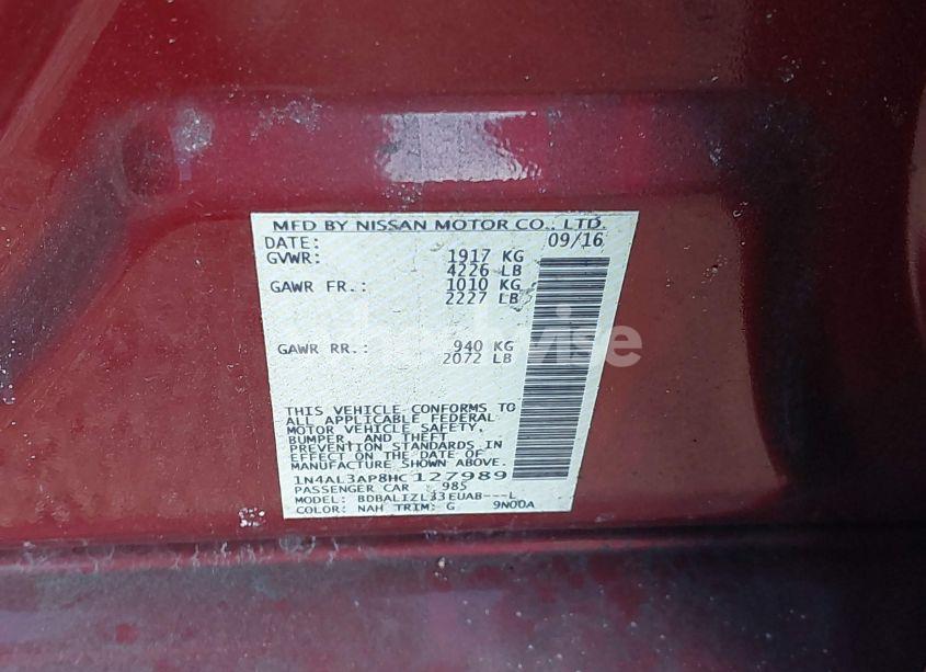 Photo 9 of 2017 Nissan Altima 2.5 SV (VIN 1N4AL3AP8HC127989)