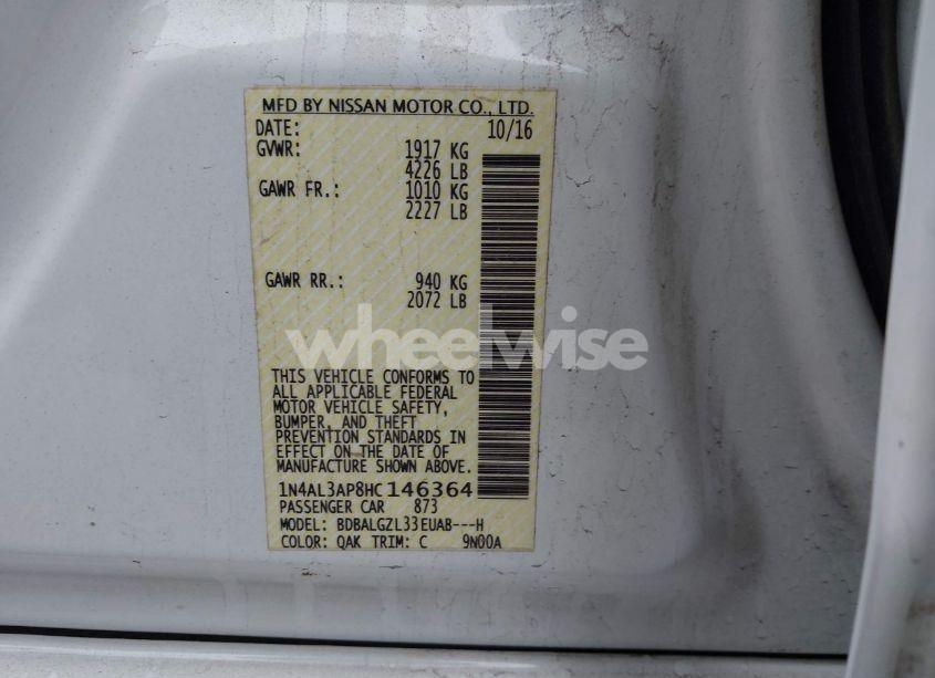 Photo 9 of 2017 Nissan Altima 2.5 S (VIN 1N4AL3AP8HC146364)