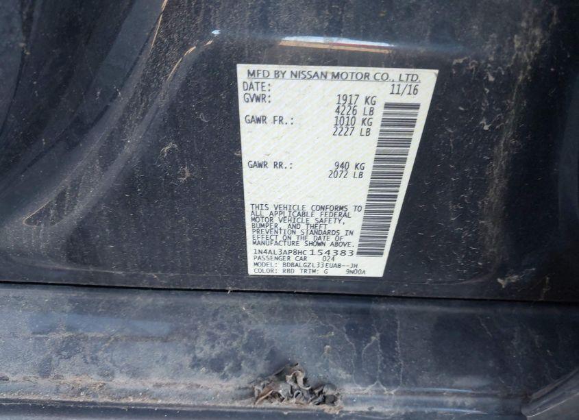 Photo 9 of 2017 Nissan Altima 2.5 S (VIN 1N4AL3AP8HC154383)