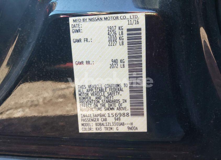 Photo 9 of 2017 Nissan Altima 2.5 SV (VIN 1N4AL3AP8HC156988)