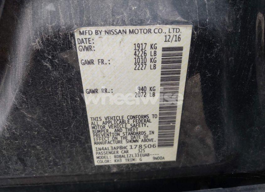 Photo 9 of 2017 Nissan Altima 2.5 SV (VIN 1N4AL3AP8HC178506)