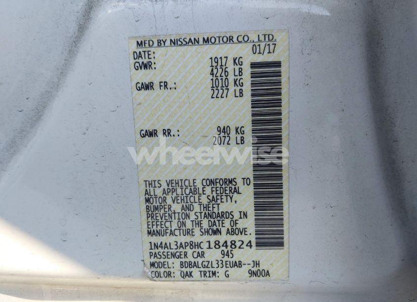 Photo 9 of 2017 Nissan Altima 2.5 S (VIN 1N4AL3AP8HC184824)