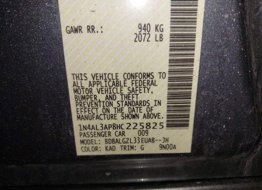 Photo 9 of 2017 Nissan Altima 2.5 S (VIN 1N4AL3AP8HC225825)