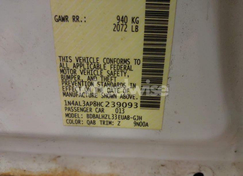 Photo 9 of 2017 Nissan Altima 2.5 SR (VIN 1N4AL3AP8HC239093)