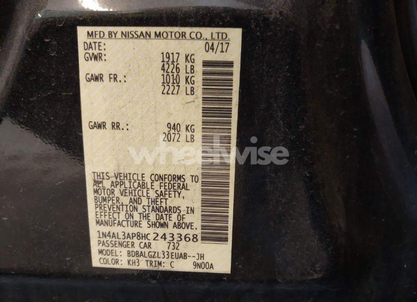 Photo 9 of 2017 Nissan Altima 2.5 S (VIN 1N4AL3AP8HC243368)