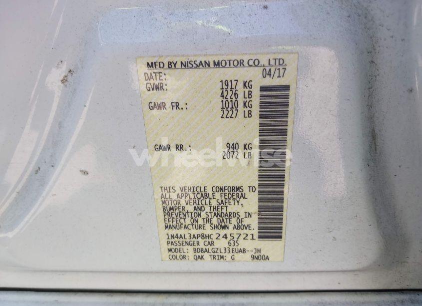 Photo 9 of 2017 Nissan Altima 2.5 S (VIN 1N4AL3AP8HC245721)