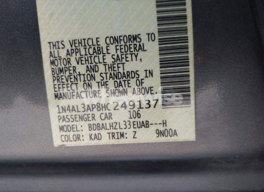 Photo 9 of 2017 Nissan Altima 2.5 SR (VIN 1N4AL3AP8HC249137)