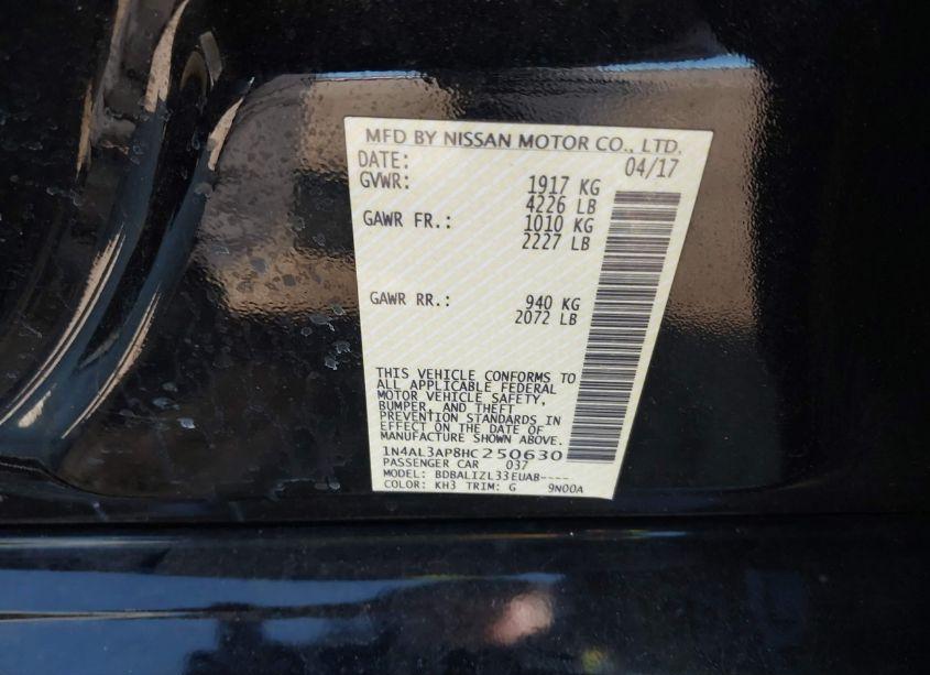 Photo 9 of 2017 Nissan Altima 2.5 SV (VIN 1N4AL3AP8HC250630)