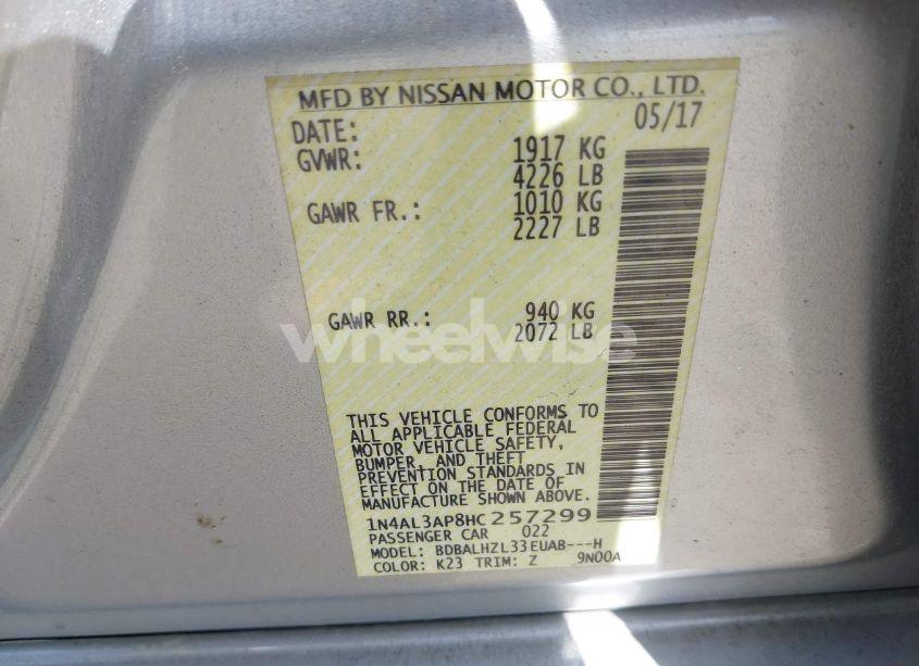 Photo 9 of 2017 Nissan Altima 2.5 SR (VIN 1N4AL3AP8HC257299)