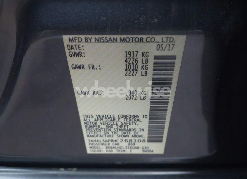 Photo 9 of 2017 Nissan Altima 2.5 SR (VIN 1N4AL3AP8HC268108)