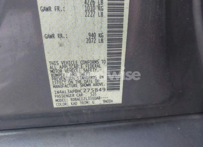 Photo 9 of 2017 Nissan Altima 2.5 SV (VIN 1N4AL3AP8HC275849)