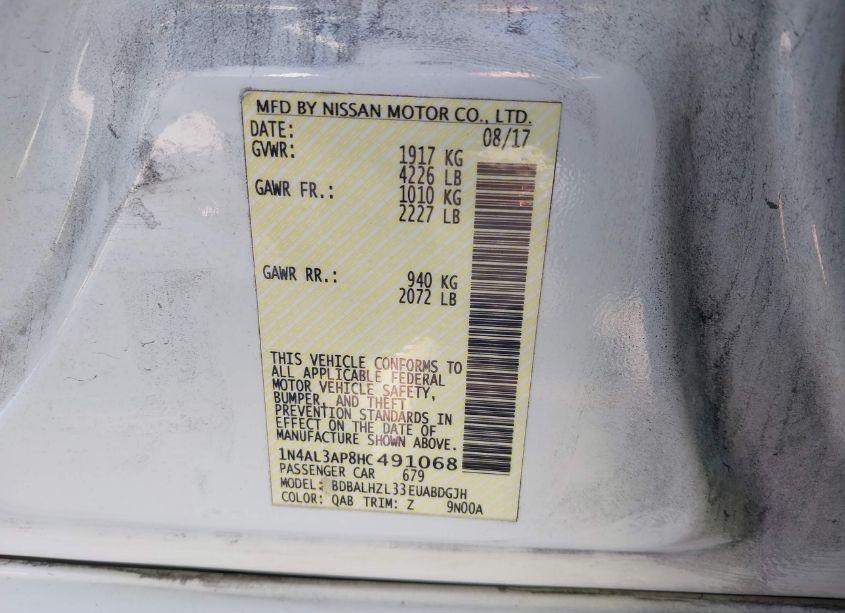 Photo 9 of 2017 Nissan Altima 2.5 SR (VIN 1N4AL3AP8HC491068)