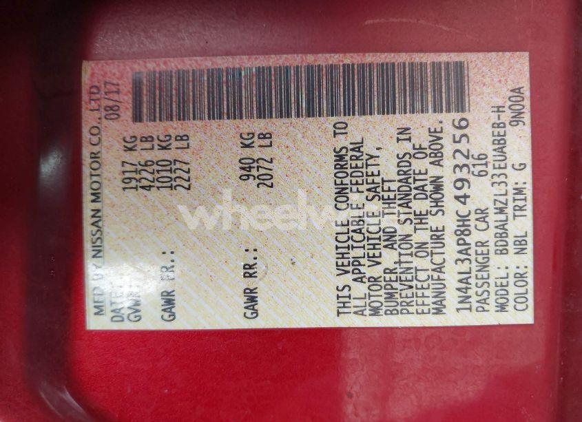 Photo 9 of 2017 Nissan Altima 2.5 SV (VIN 1N4AL3AP8HC493256)