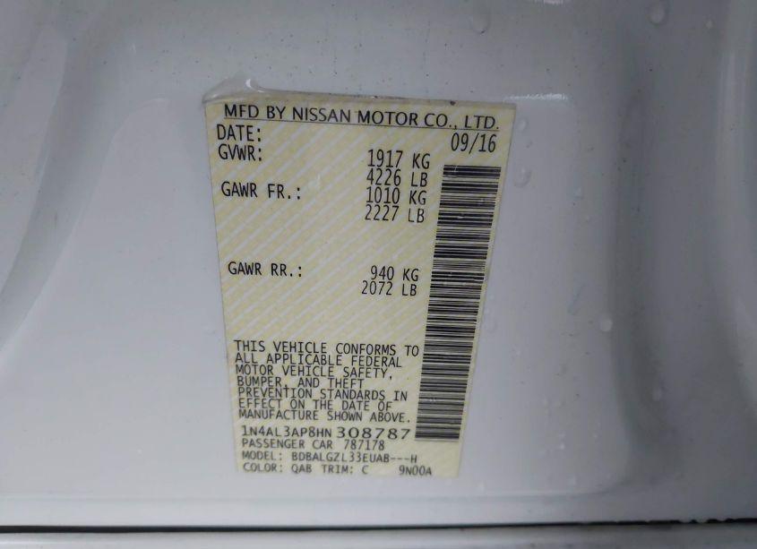 Photo 9 of 2017 Nissan Altima 2.5 S (VIN 1N4AL3AP8HN308787)