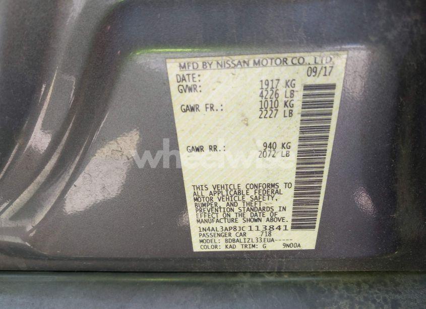 Photo 9 of 2018 Nissan Altima 2.5 SV (VIN 1N4AL3AP8JC113841)