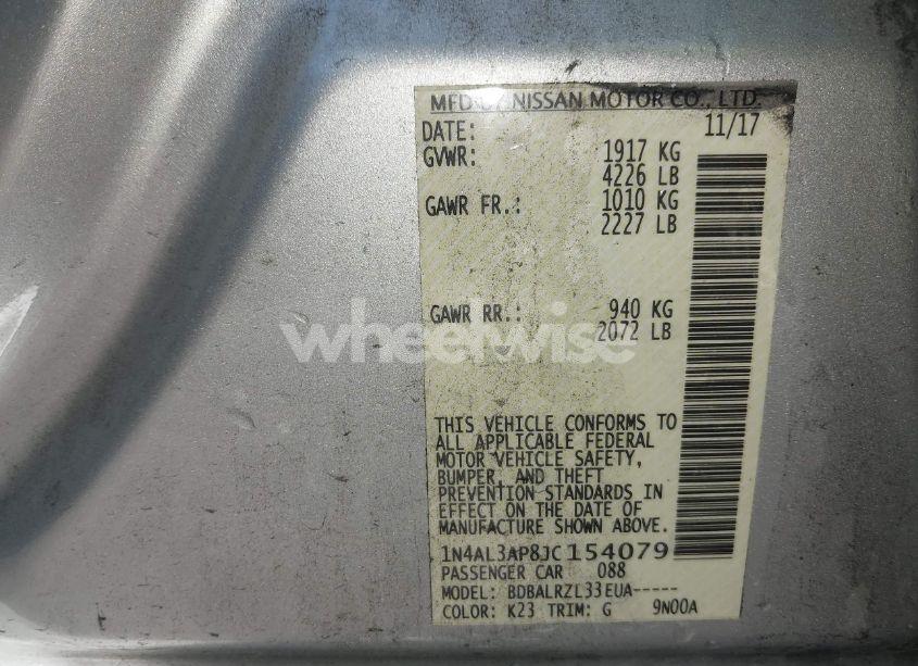 Photo 9 of 2018 Nissan Altima 2.5 SL (VIN 1N4AL3AP8JC154079)