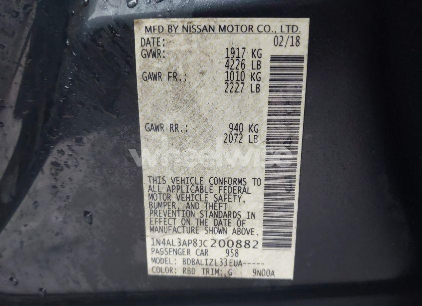 Photo 9 of 2018 Nissan Altima 2.5 SV (VIN 1N4AL3AP8JC200882)