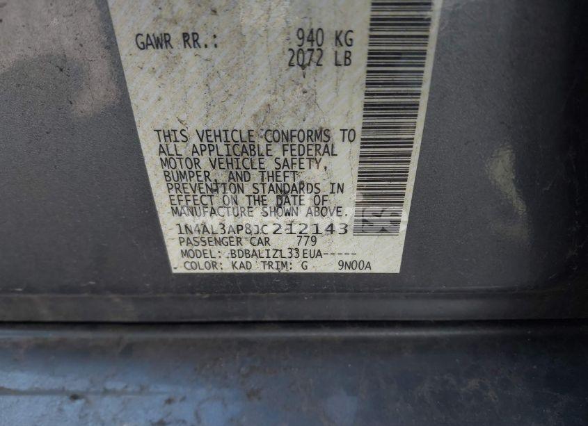 Photo 9 of 2018 Nissan Altima 2.5 SV (VIN 1N4AL3AP8JC212143)