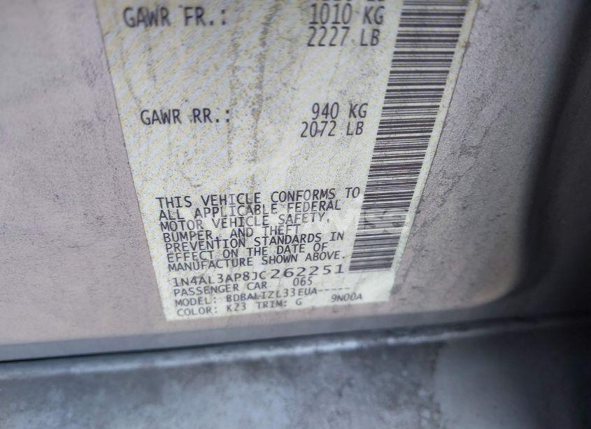 Photo 9 of 2018 Nissan Altima 2.5 SV (VIN 1N4AL3AP8JC262251)