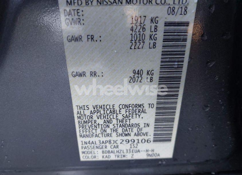 Photo 9 of 2018 Nissan Altima 2.5 SR (VIN 1N4AL3AP8JC299106)