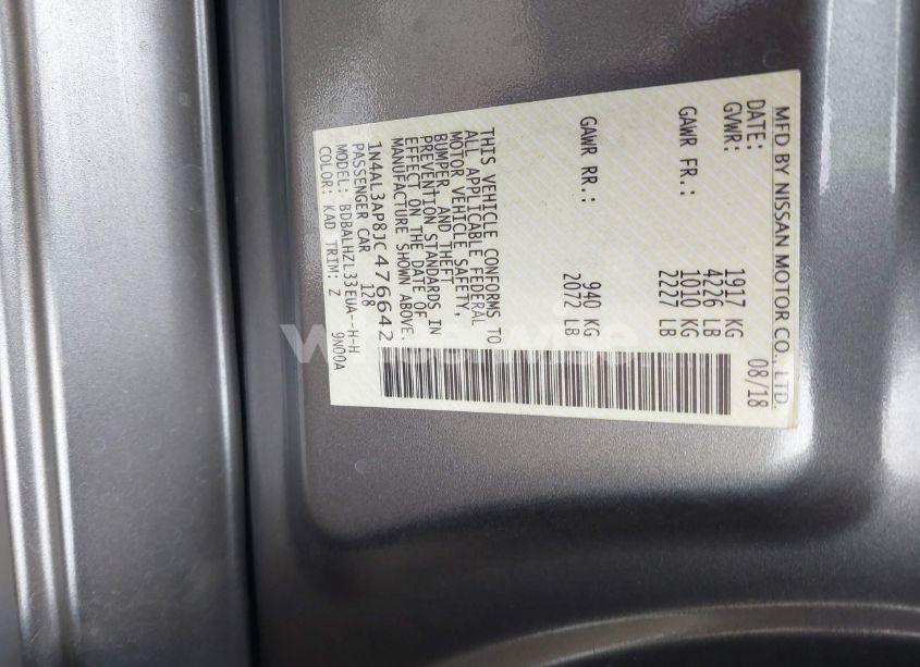 Photo 9 of 2018 Nissan Altima 2.5 SR (VIN 1N4AL3AP8JC476642)