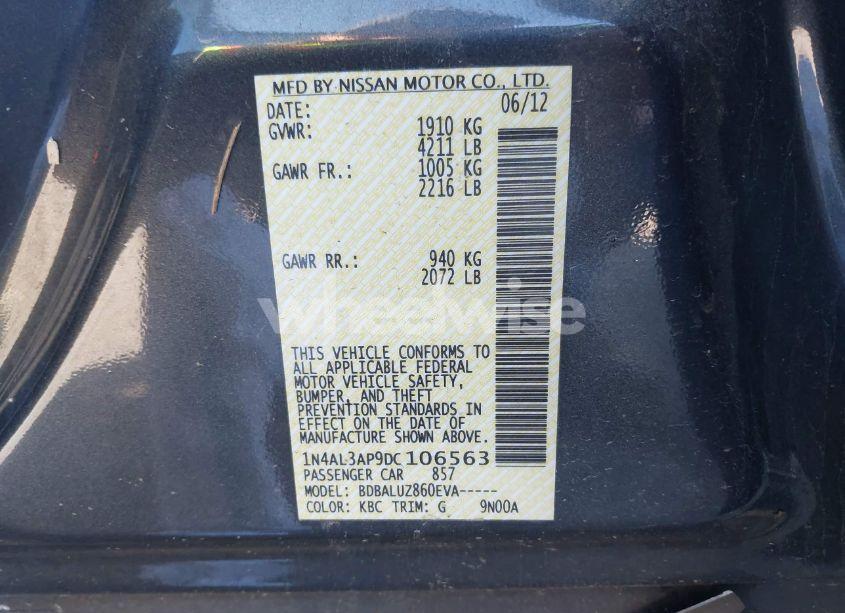 Photo 9 of 2013 Nissan Altima 2.5 SV (VIN 1N4AL3AP9DC106563)