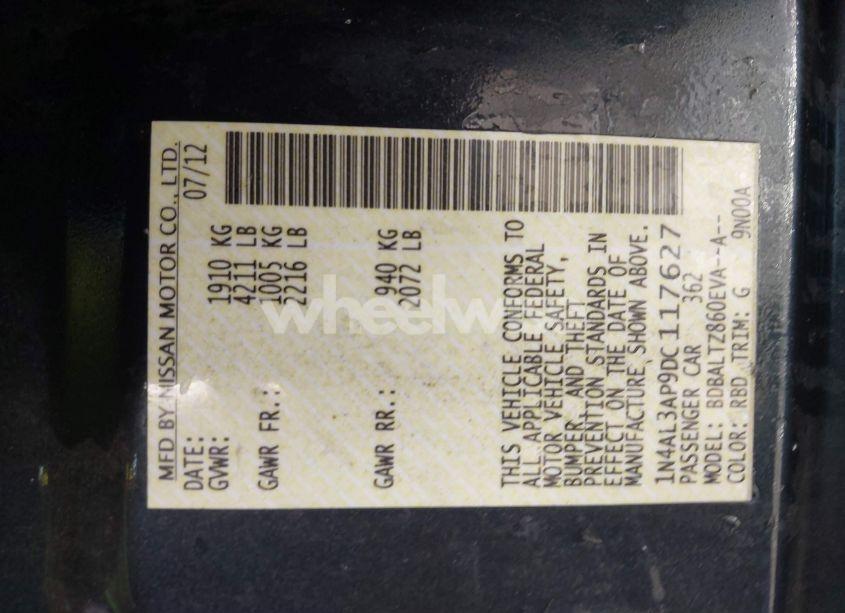 Photo 9 of 2013 Nissan Altima 2.5 SV (VIN 1N4AL3AP9DC117627)