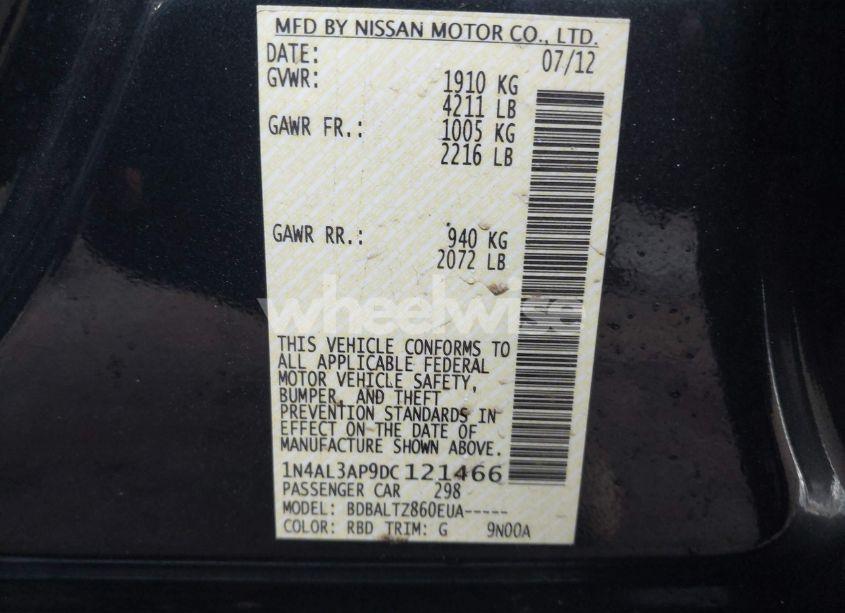 Photo 9 of 2013 Nissan Altima 2.5 SV (VIN 1N4AL3AP9DC121466)