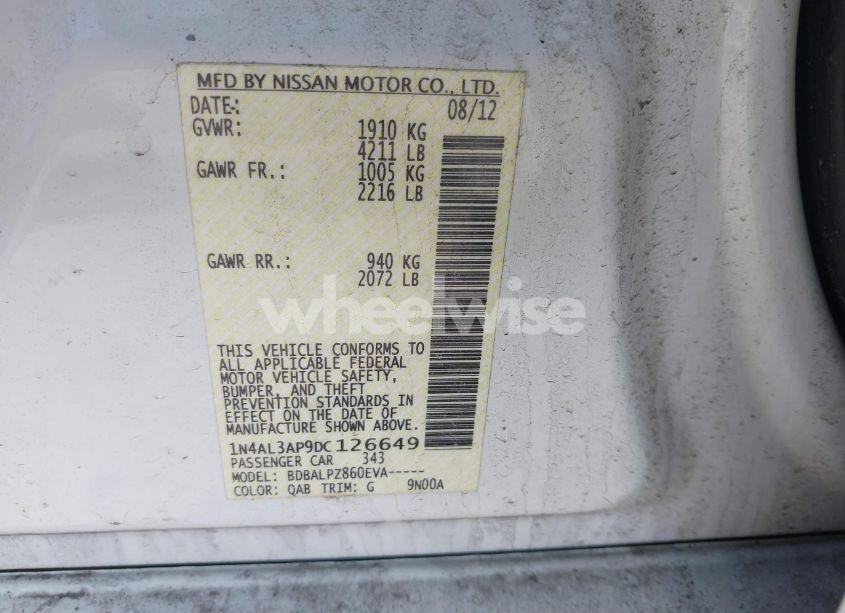 Photo 9 of 2013 Nissan Altima 2.5 (VIN 1N4AL3AP9DC126649)