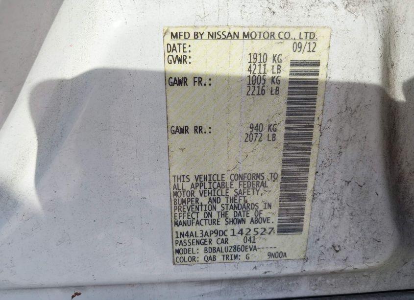 Photo 9 of 2013 Nissan Altima 2.5 SV (VIN 1N4AL3AP9DC142527)