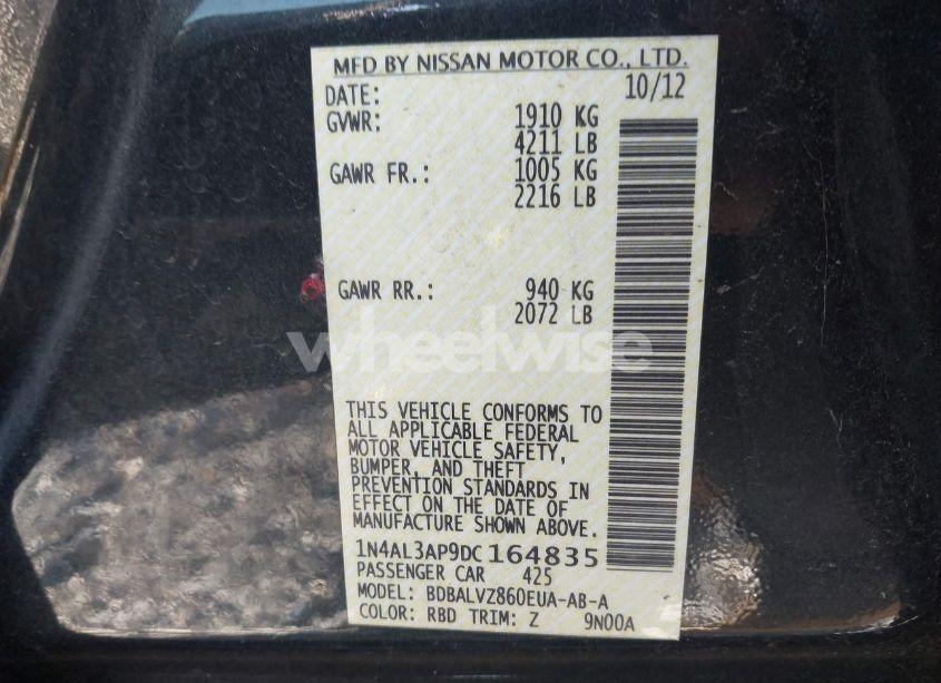 Photo 9 of 2013 Nissan Altima 2.5 SL (VIN 1N4AL3AP9DC164835)