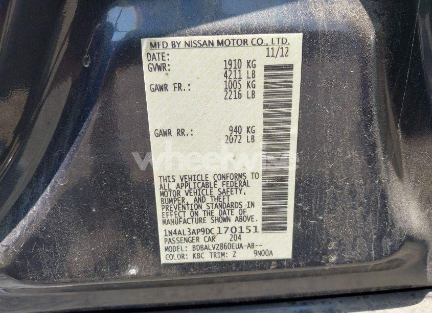 Photo 9 of 2013 Nissan Altima 2.5 SL (VIN 1N4AL3AP9DC170151)