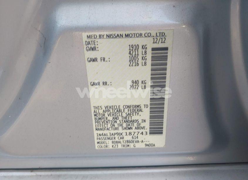 Photo 9 of 2013 Nissan Altima 2.5 SV (VIN 1N4AL3AP9DC187743)