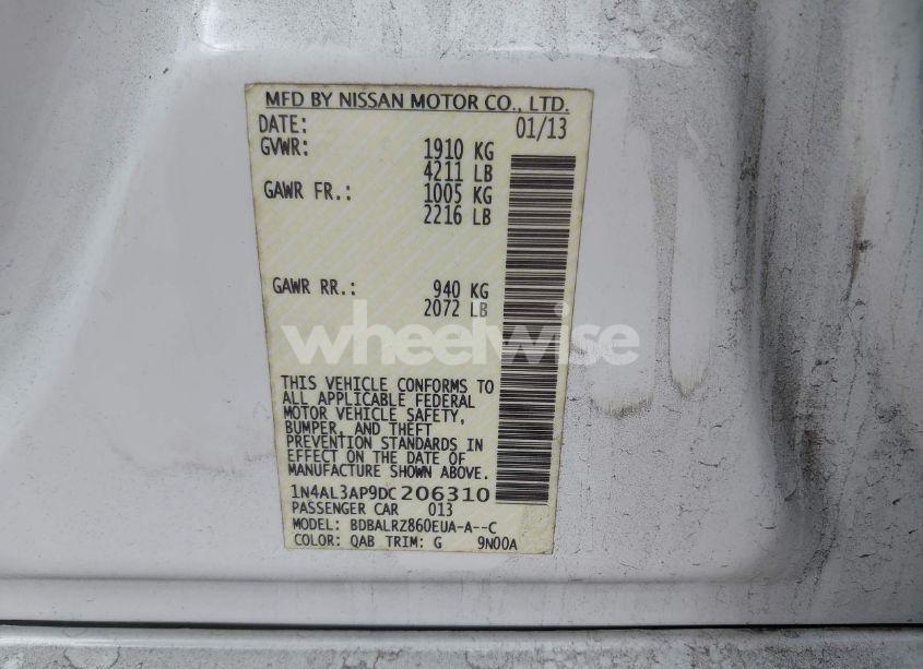 Photo 9 of 2013 Nissan Altima 2.5 S (VIN 1N4AL3AP9DC206310)