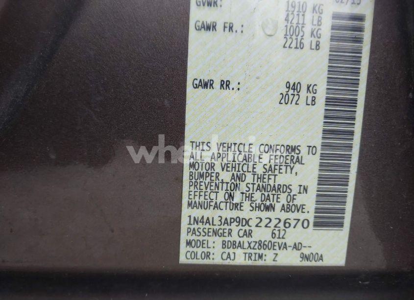 Photo 9 of 2013 Nissan Altima 2.5 SL (VIN 1N4AL3AP9DC222670)