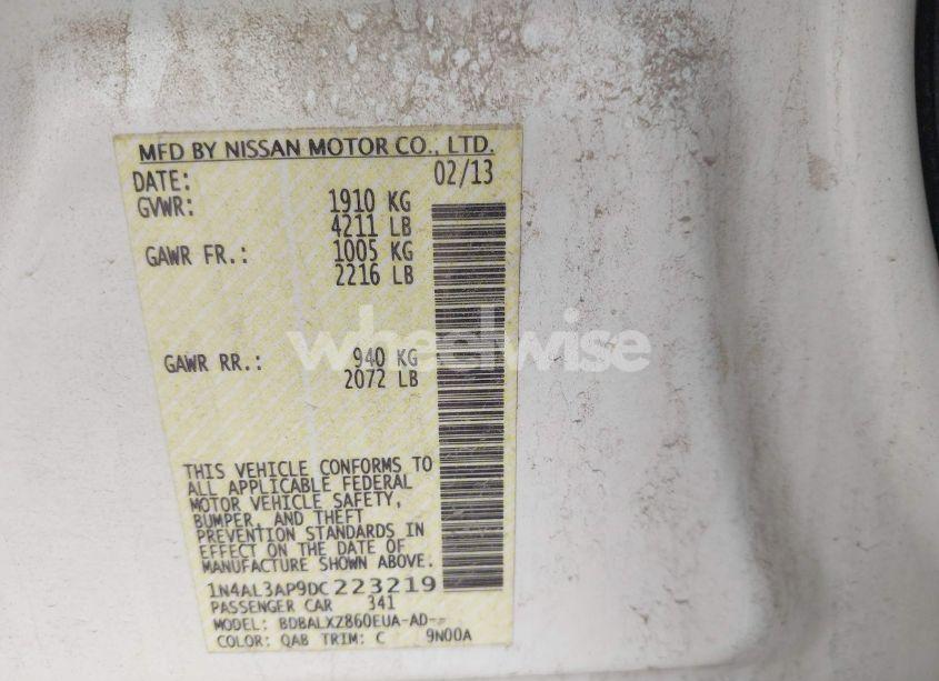 Photo 9 of 2013 Nissan Altima 2.5 SL (VIN 1N4AL3AP9DC223219)