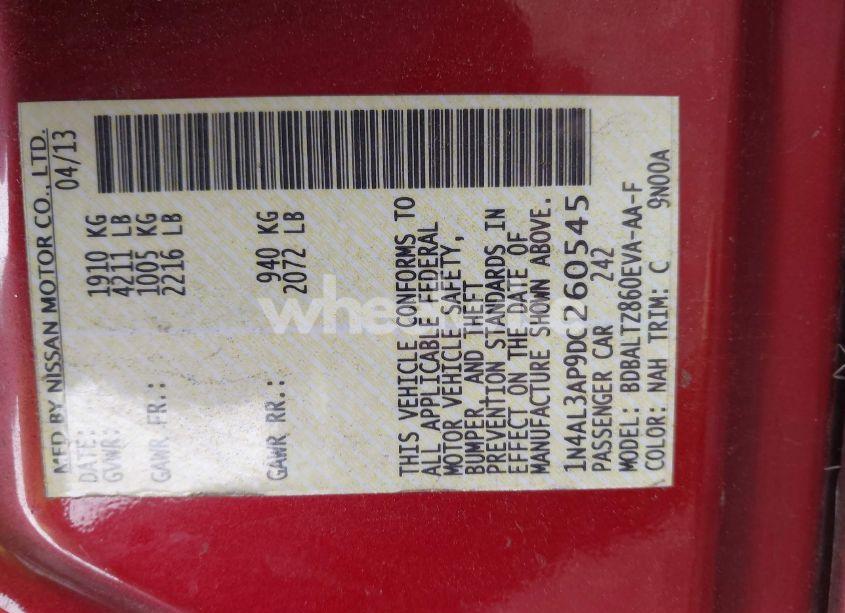 Photo 9 of 2013 Nissan Altima 2.5 SV (VIN 1N4AL3AP9DC260545)