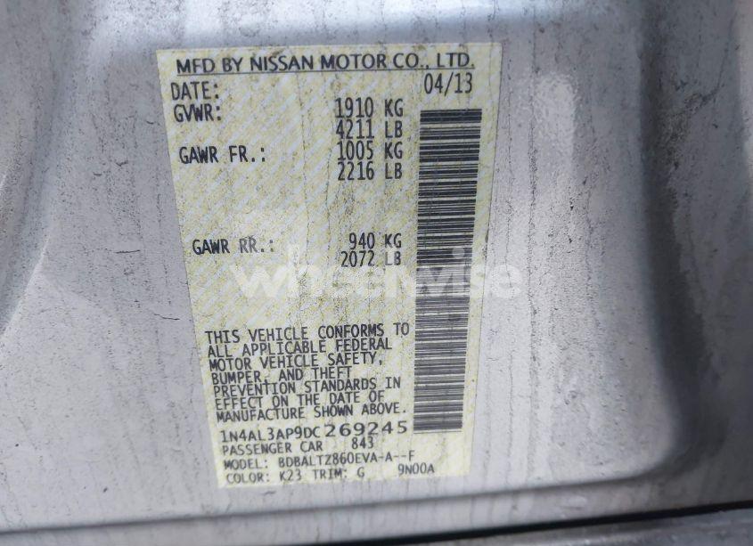 Photo 9 of 2013 Nissan Altima 2.5 SV (VIN 1N4AL3AP9DC269245)