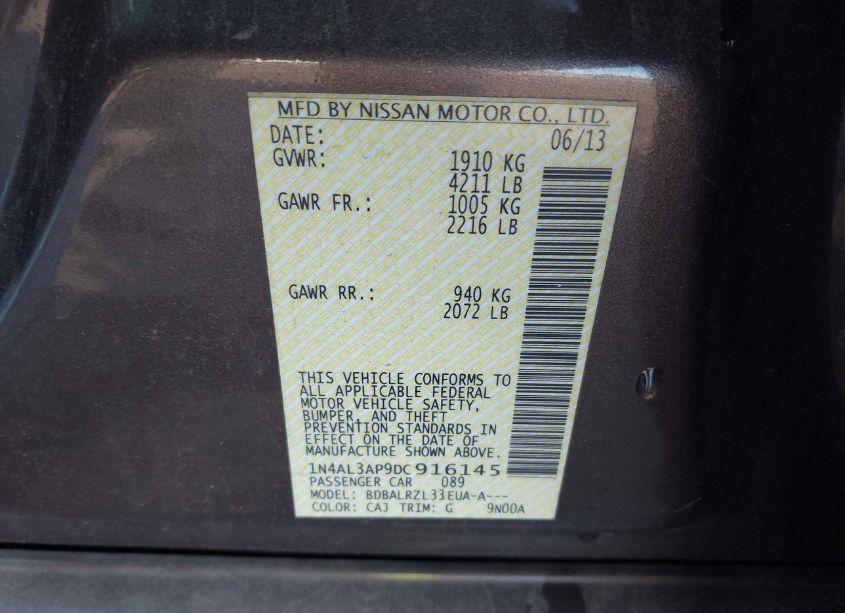 Photo 9 of 2013 Nissan Altima 2.5 S (VIN 1N4AL3AP9DC916145)