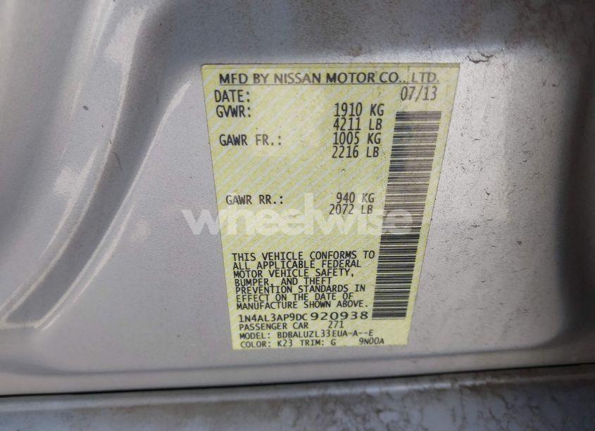 Photo 9 of 2013 Nissan Altima 2.5 SV (VIN 1N4AL3AP9DC920938)