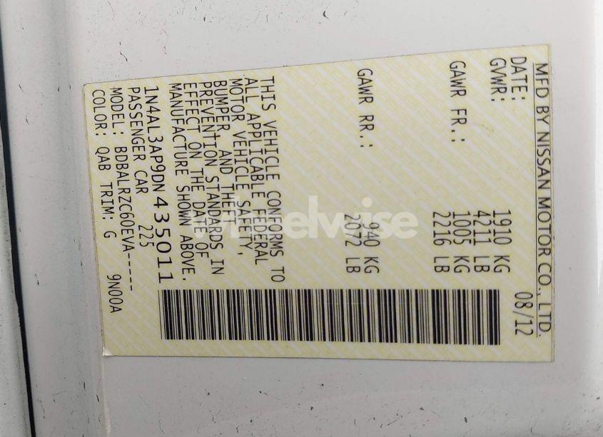 Photo 9 of 2013 Nissan Altima 2.5 S (VIN 1N4AL3AP9DN435011)