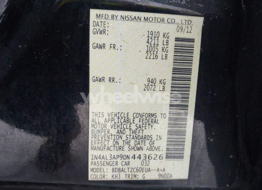 Photo 9 of 2013 Nissan Altima 2.5 SV (VIN 1N4AL3AP9DN443626)