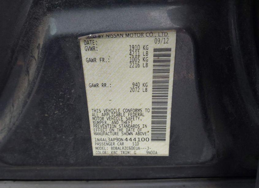 Photo 9 of 2013 Nissan Altima 2.5 S (VIN 1N4AL3AP9DN444100)