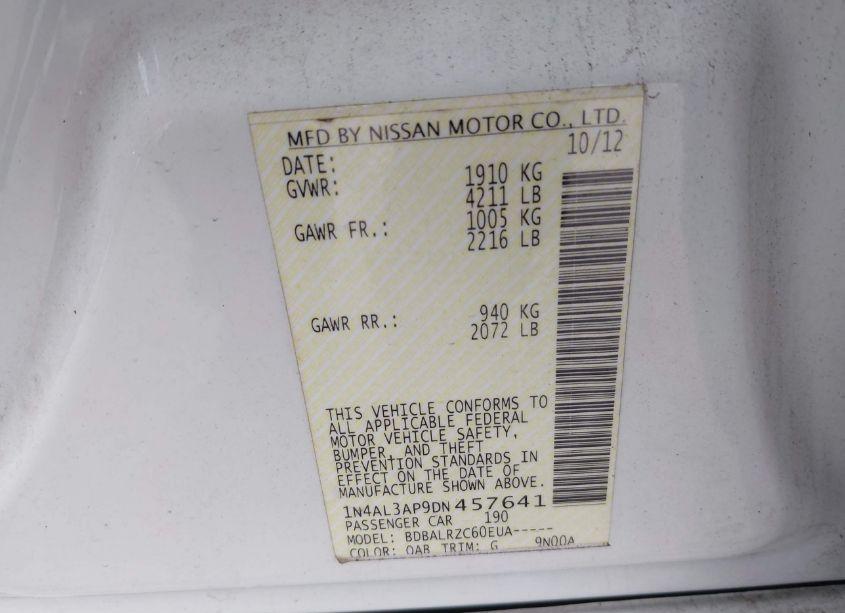 Photo 9 of 2013 Nissan Altima 2.5 S (VIN 1N4AL3AP9DN457641)