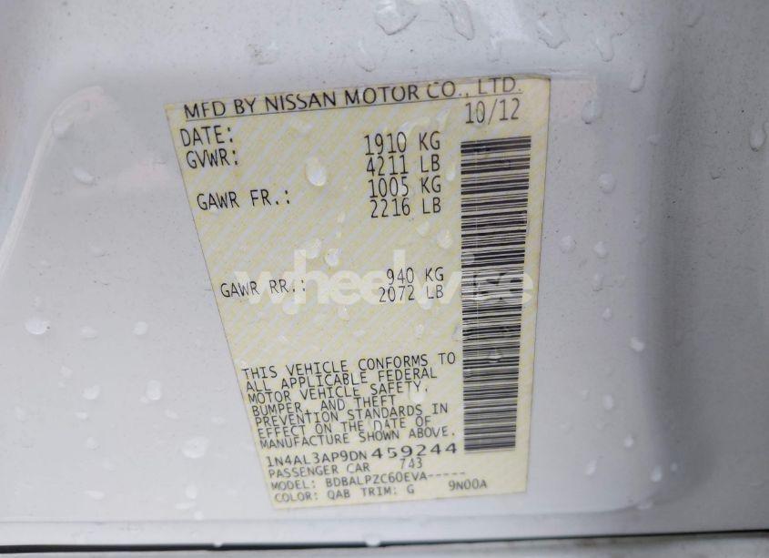 Photo 9 of 2013 Nissan Altima 2.5 (VIN 1N4AL3AP9DN459244)