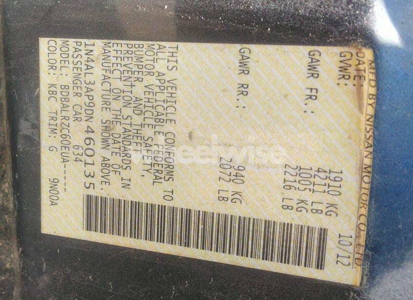 Photo 9 of 2013 Nissan Altima 2.5 S (VIN 1N4AL3AP9DN460135)