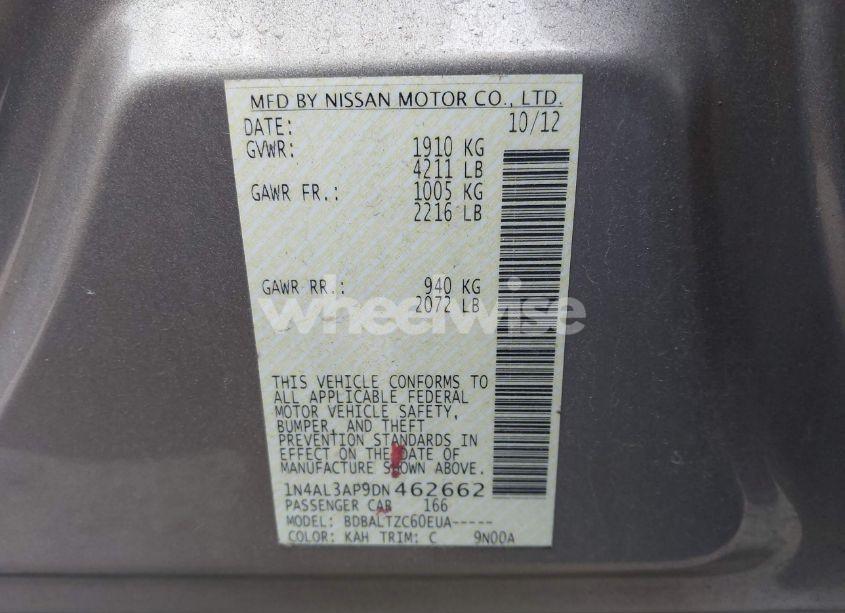 Photo 9 of 2013 Nissan Altima 2.5 SV (VIN 1N4AL3AP9DN462662)