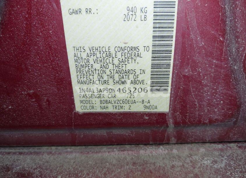 Photo 9 of 2013 Nissan Altima 2.5 SL (VIN 1N4AL3AP9DN465206)