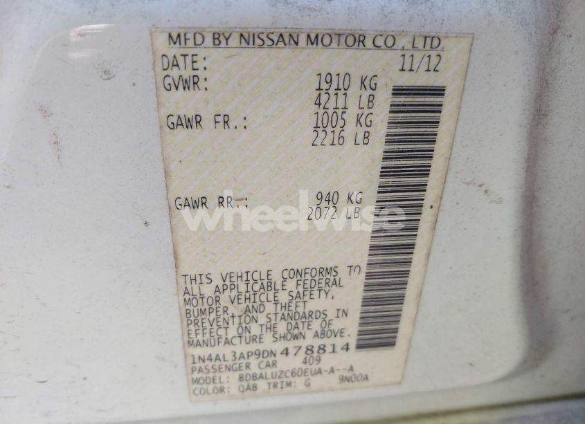 Photo 9 of 2013 Nissan Altima 2.5 SV (VIN 1N4AL3AP9DN478814)