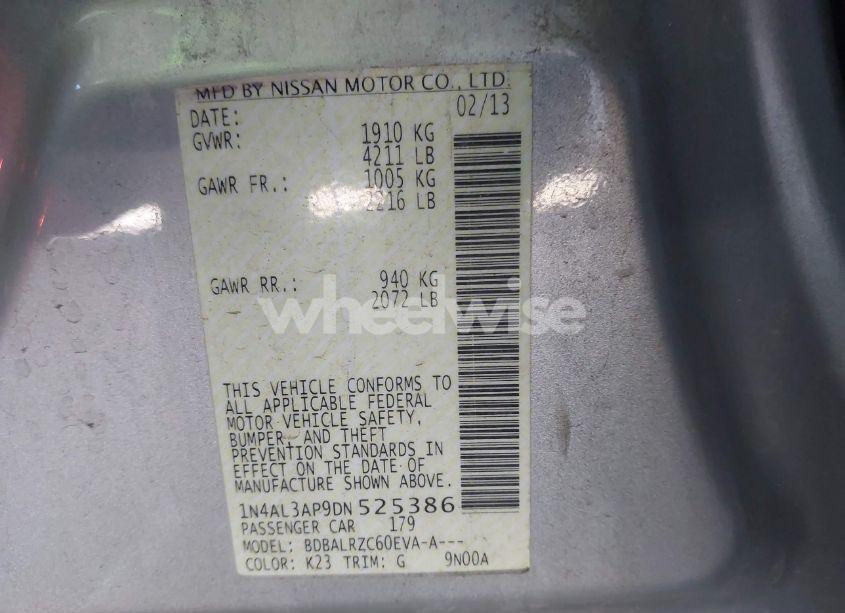 Photo 9 of 2013 Nissan Altima 2.5 S (VIN 1N4AL3AP9DN525386)